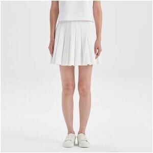 Theory  Summer Pique Pleated Mini Skirt Size 12 White Knit A-Line